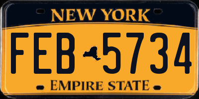 NY license plate FEB5734