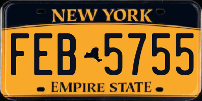 NY license plate FEB5755