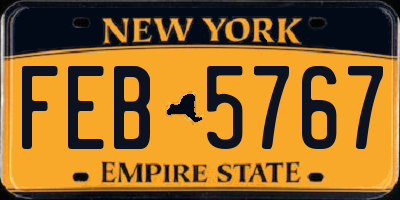 NY license plate FEB5767