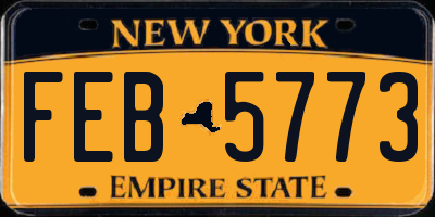 NY license plate FEB5773