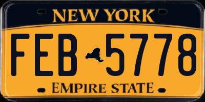 NY license plate FEB5778