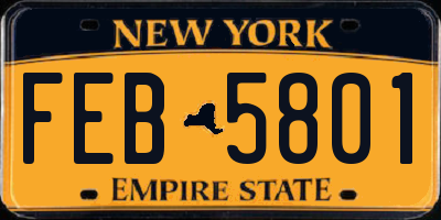 NY license plate FEB5801