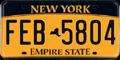 NY license plate FEB5804