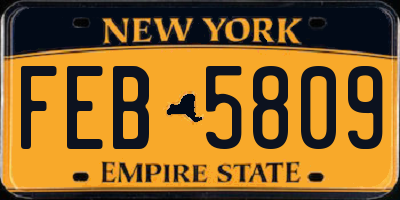 NY license plate FEB5809