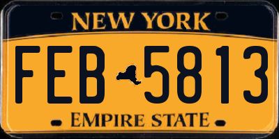 NY license plate FEB5813