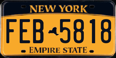 NY license plate FEB5818
