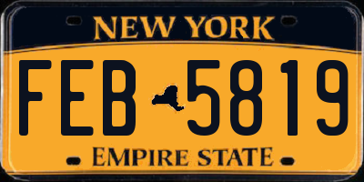 NY license plate FEB5819