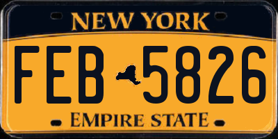NY license plate FEB5826