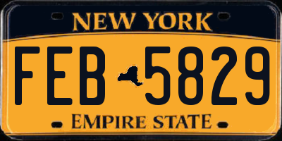 NY license plate FEB5829