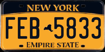 NY license plate FEB5833