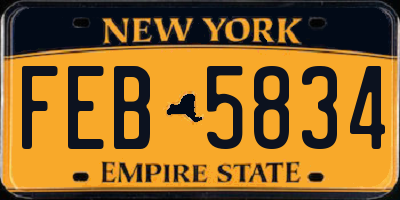 NY license plate FEB5834