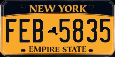 NY license plate FEB5835