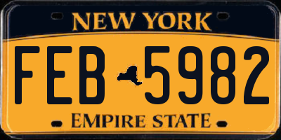 NY license plate FEB5982