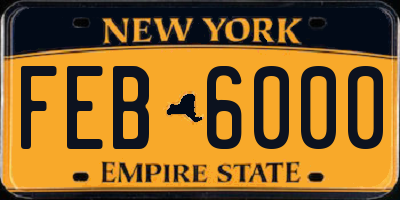 NY license plate FEB6000