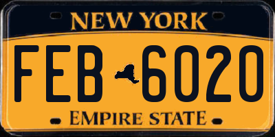 NY license plate FEB6020