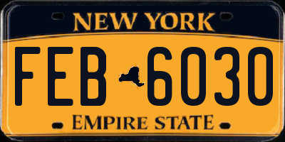 NY license plate FEB6030