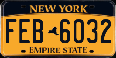 NY license plate FEB6032