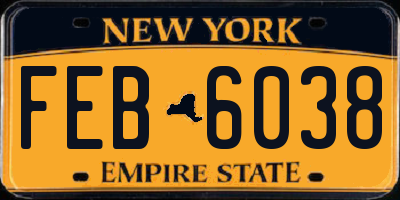 NY license plate FEB6038