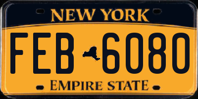 NY license plate FEB6080