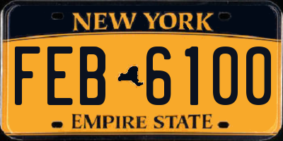 NY license plate FEB6100