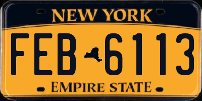 NY license plate FEB6113