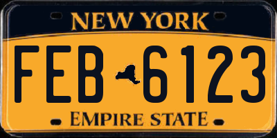 NY license plate FEB6123