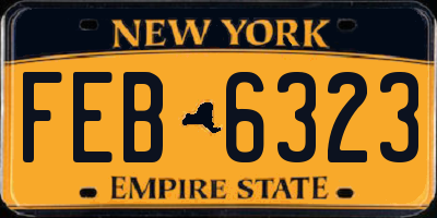 NY license plate FEB6323