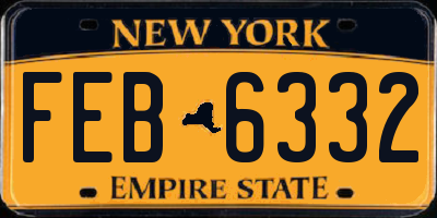 NY license plate FEB6332
