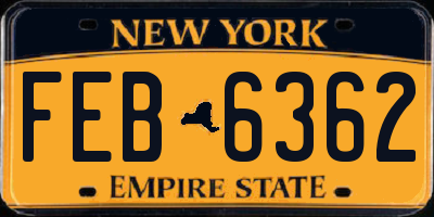 NY license plate FEB6362