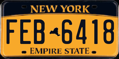 NY license plate FEB6418