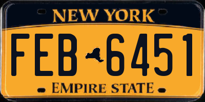 NY license plate FEB6451