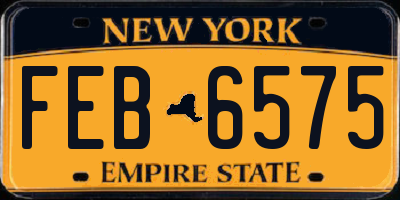 NY license plate FEB6575