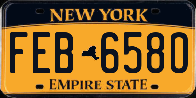 NY license plate FEB6580