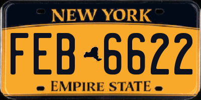 NY license plate FEB6622