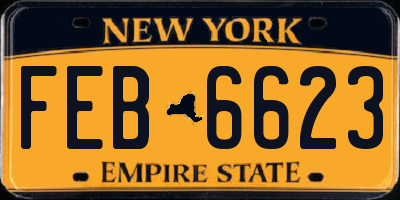 NY license plate FEB6623