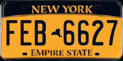 NY license plate FEB6627
