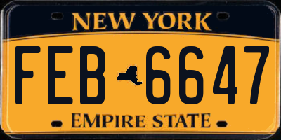NY license plate FEB6647