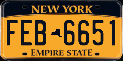 NY license plate FEB6651