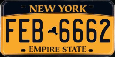 NY license plate FEB6662