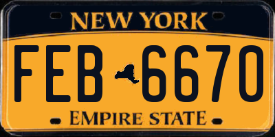 NY license plate FEB6670