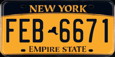 NY license plate FEB6671