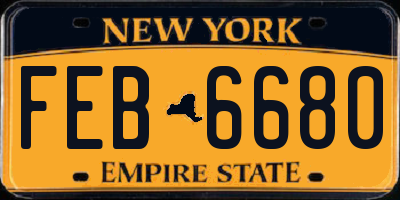 NY license plate FEB6680