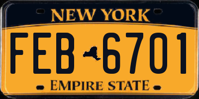 NY license plate FEB6701