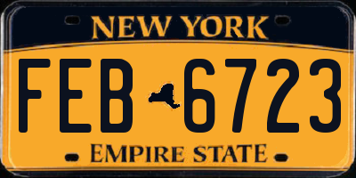NY license plate FEB6723