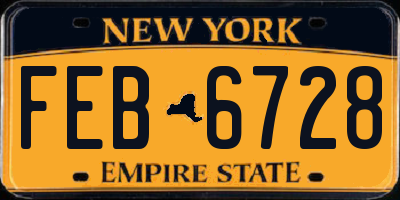 NY license plate FEB6728
