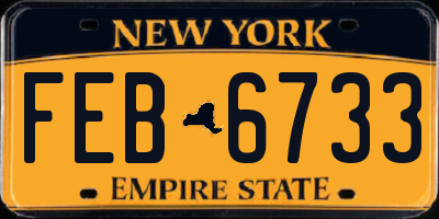 NY license plate FEB6733