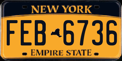 NY license plate FEB6736