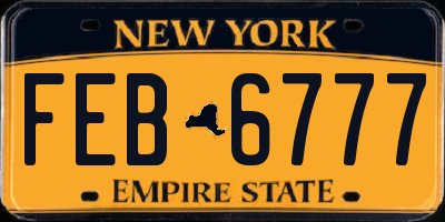 NY license plate FEB6777