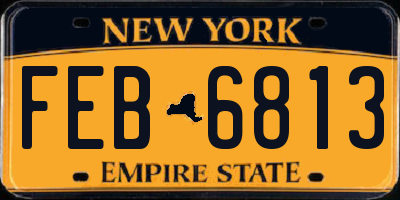 NY license plate FEB6813