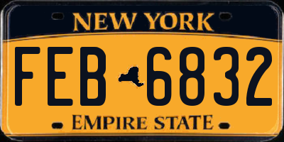 NY license plate FEB6832